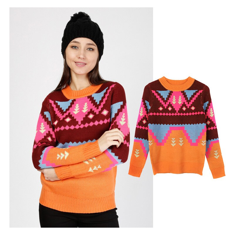 Lesara Pull en tricot avec imprimé ethnique