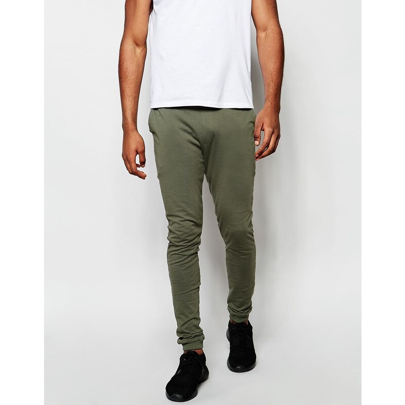 ASOS - Pantalon de survêtement super skinny en jersey léger - Kaki foncé - Vert