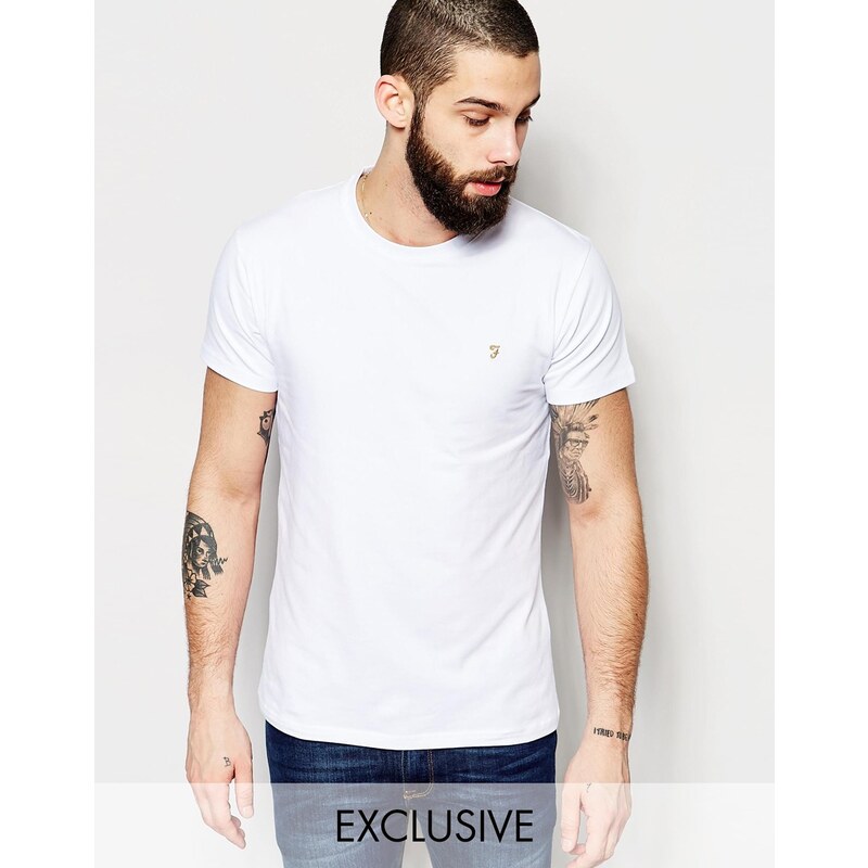 Farah - T-shirt moulant avec logo F exclusivité ASOS - Blanc