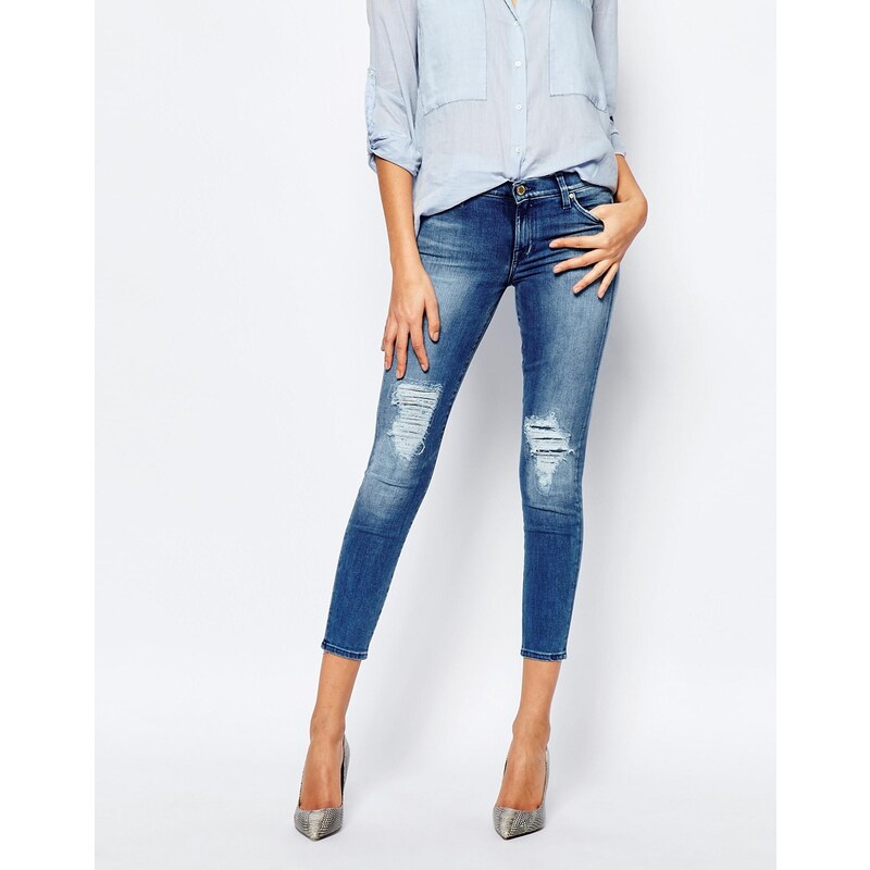 7 For All Mankind - Jean skinny court - Bleu