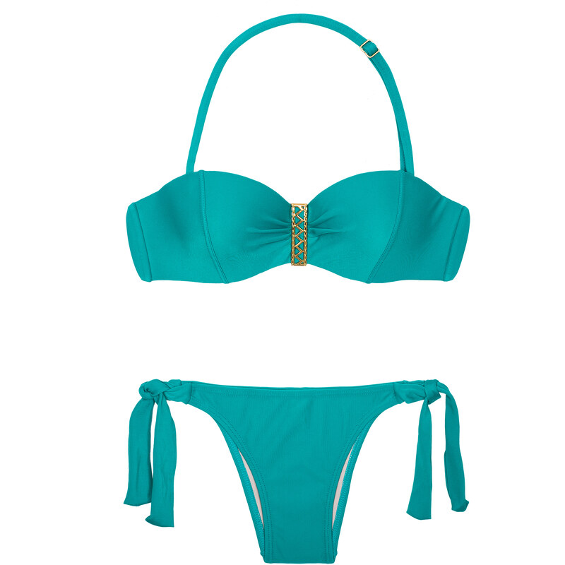 La Playa Bikini Bandeau Bleu à Armatures, Bas échancré - Pin Up Nanai