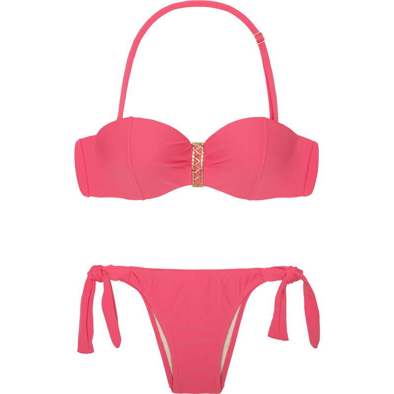 La Playa Bikini Bandeau Rose à Armatures Et Coques Rigides - Pin Up Pink