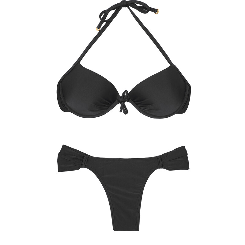 La Playa Bikini Balconnet Push Up Noir, Bas Fixe échancré - Essencial Black