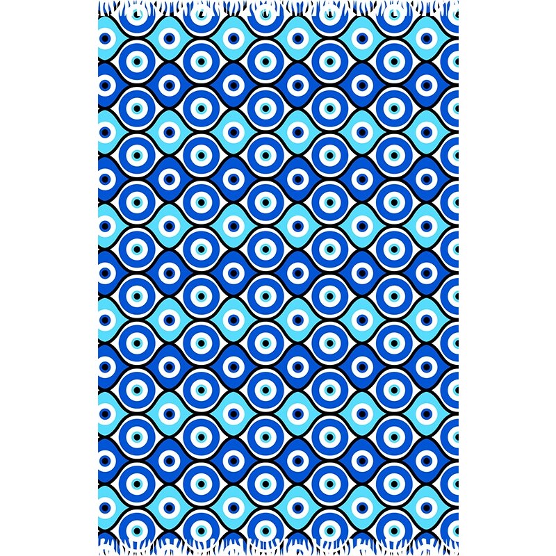 Bali Blue Paréo Bleu Géométrique, Symbole Oeil Grec - Canga Olho Grego