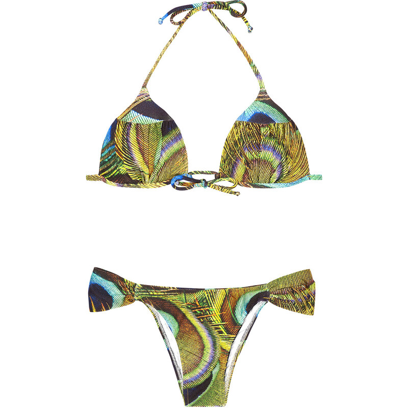 Rio De Sol Bikini Triangle Paddé Imprimé Plumes De Paon - Buffoni