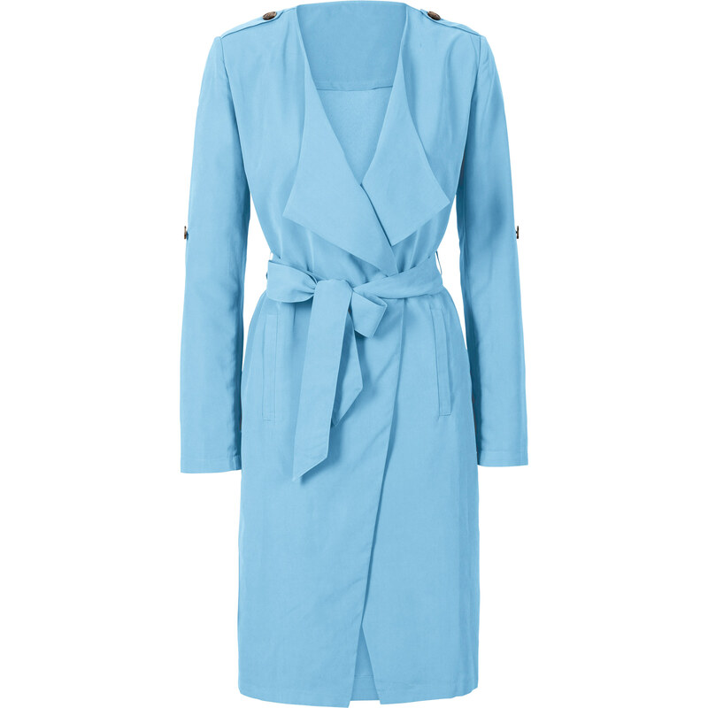 BODYFLIRT Trench-coat léger avec ceinture en tissu bleu manches longues femme - bonprix