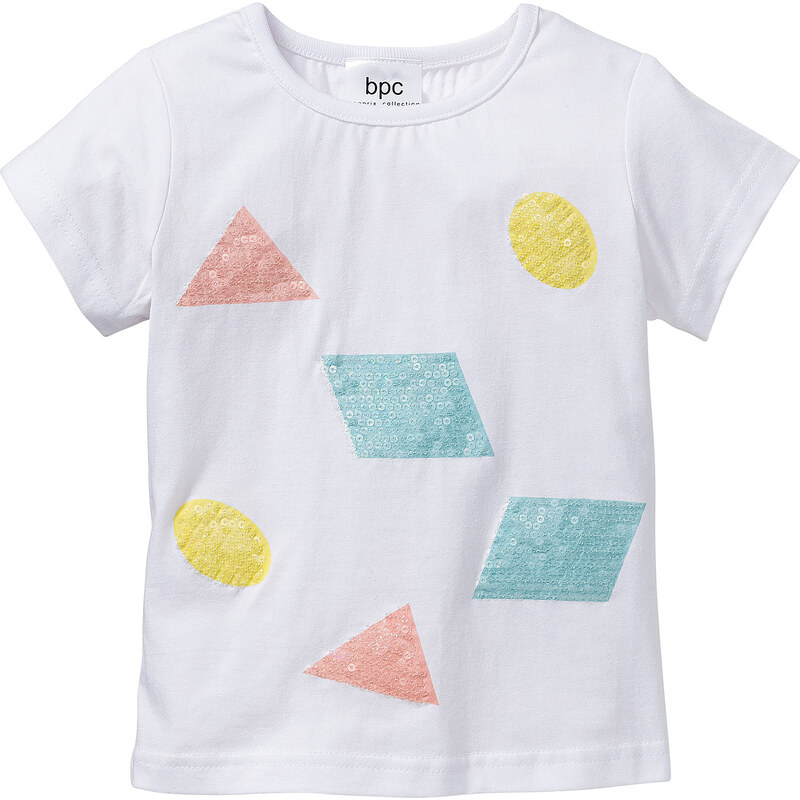 bpc bonprix collection T-shirt à paillettes, T. 80/86-128/134 blanc manches courtes enfant - bonprix