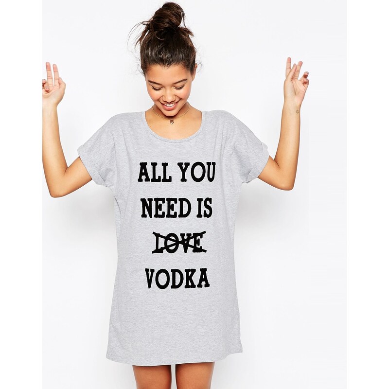 ASOS - All You Need Is Love - T-shirt de pyjama oversize - Gris