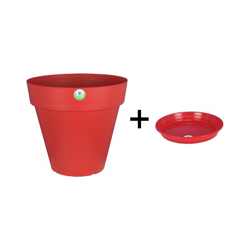 Pot+Soucoupe SOLEILLA Ø60H53.6 rouge - RIVIERA-416056-714056