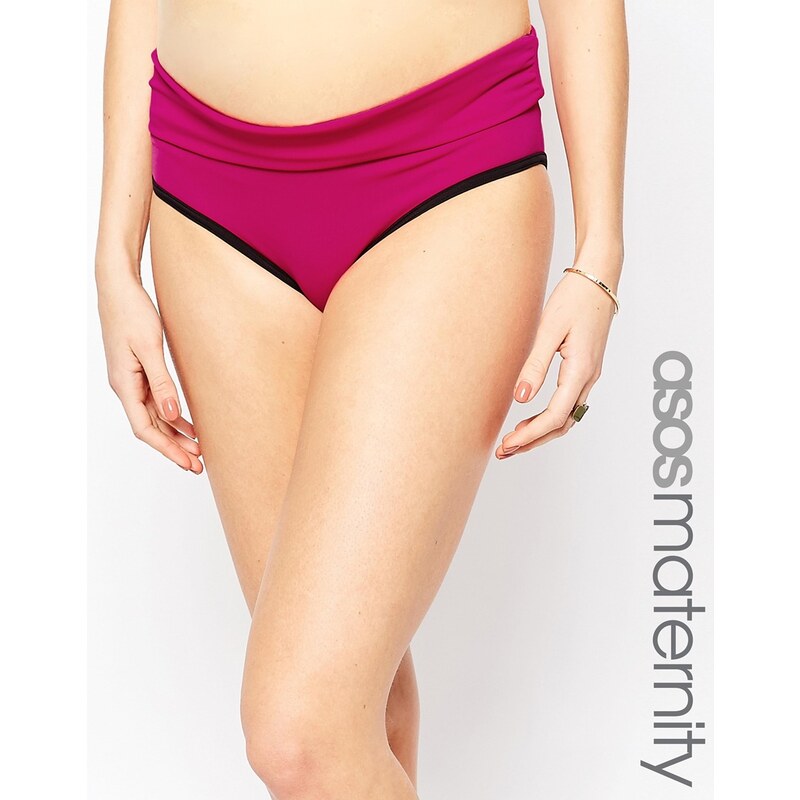 ASOS Maternity - Bas de bikini avec rabat et bordure contrastante - Multi