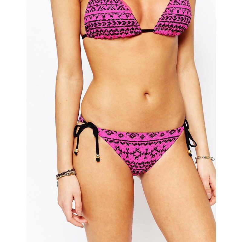 Lepel - Summer Days - Bas de bikini avec liens à nouer en crochet imprimé - Rose