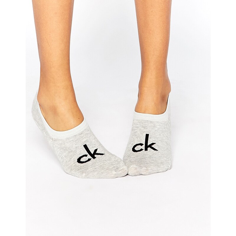 Calvin Klein - Chaussettes invisibles avec logo rétro - Gris