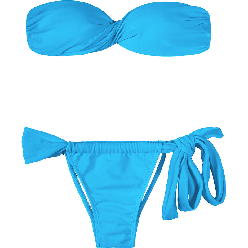 Rio De Sol Bikini Bandeau Bleu Et Bas Original - Blue Torcido Lace