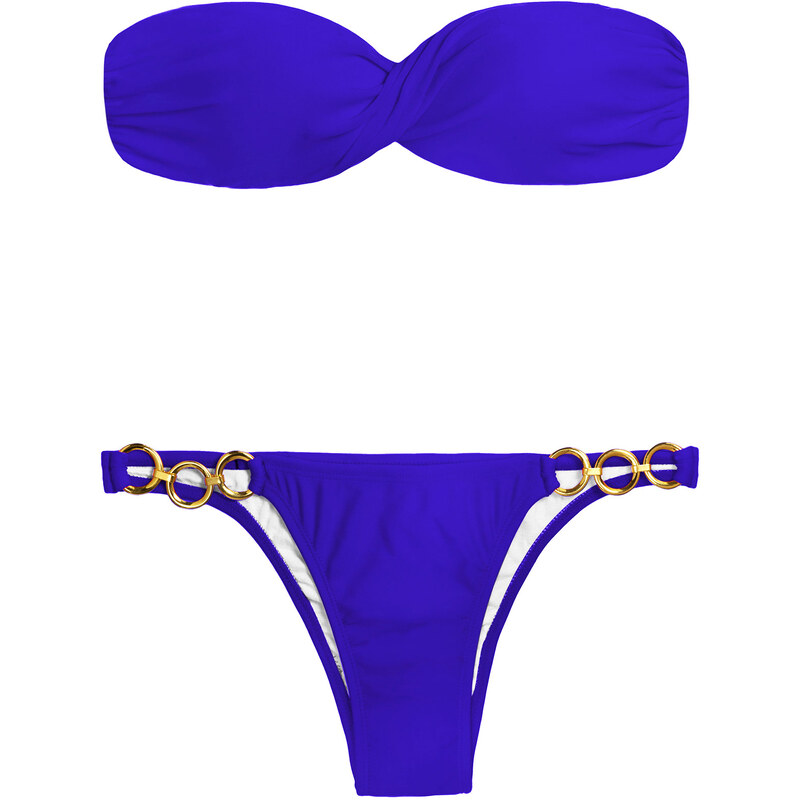 Rio De Sol Bikini Bandeau Bleu Foncé à Coques - Zaffiro Torcido Trio_bandaeu