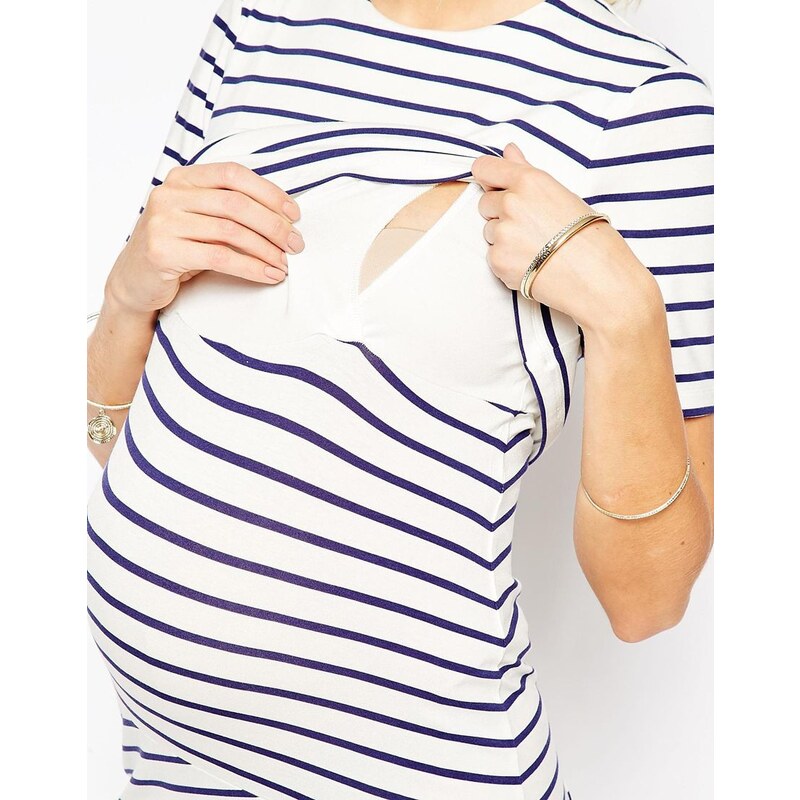 ASOS Maternity - Nursing ASOS Maternity - Robe moulante d'allaitement double épaisseur à rayures - Multi
