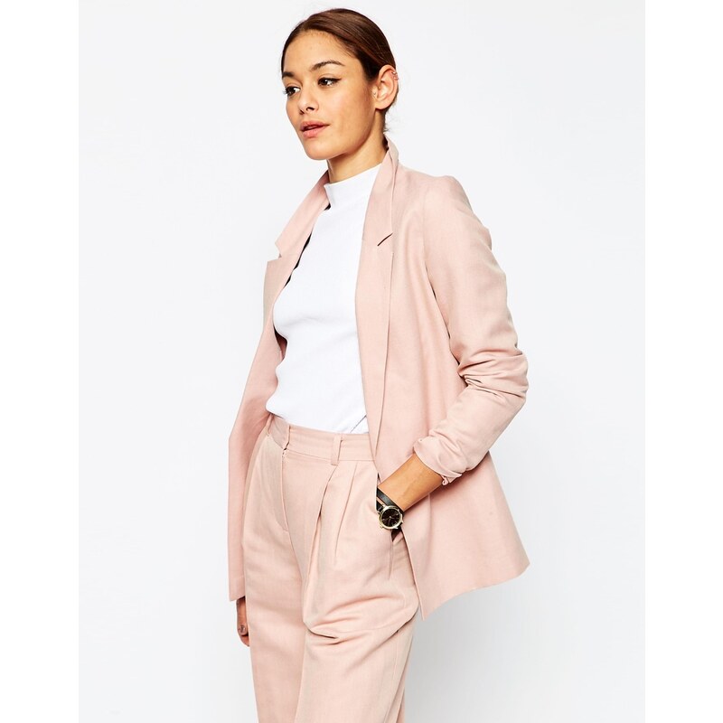 ASOS Premium - Blazer de costume minimaliste en lin - Rose