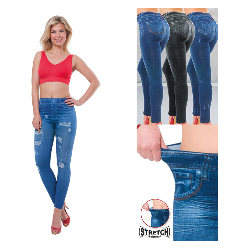 Lesara Lot de 3 leggings style jeans Smarttex