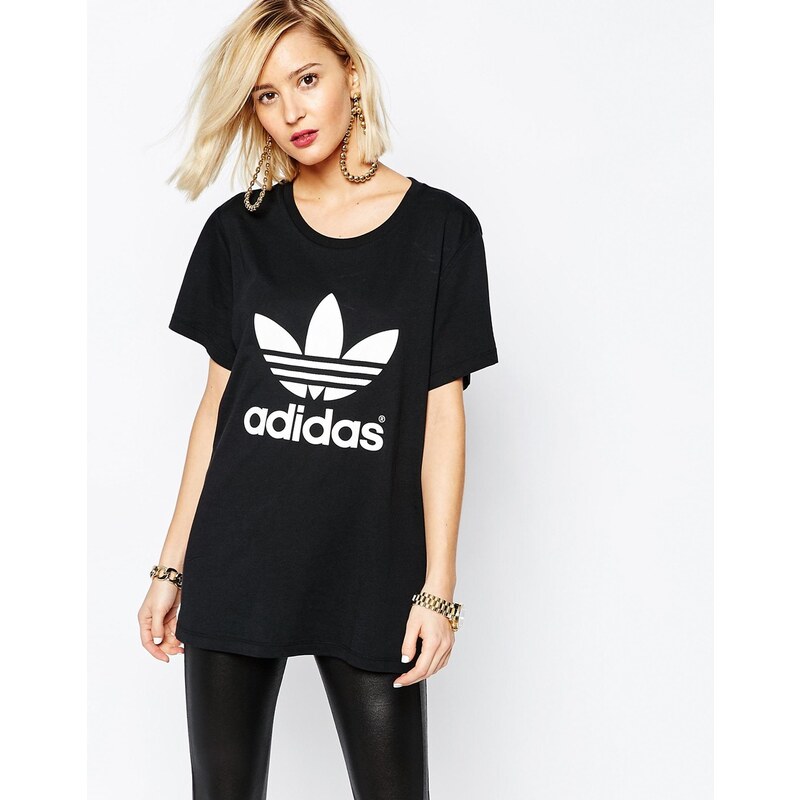Adidas Originals - Adicolour - T-shirt oversize à logo trèfle - Noir