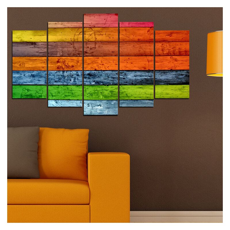 Lesara 5 Panneaux muraux motif bois multicolore