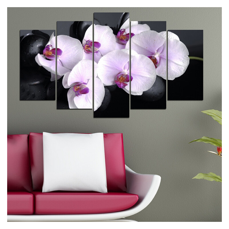 Lesara 5 Panneaux muraux motif orchidée