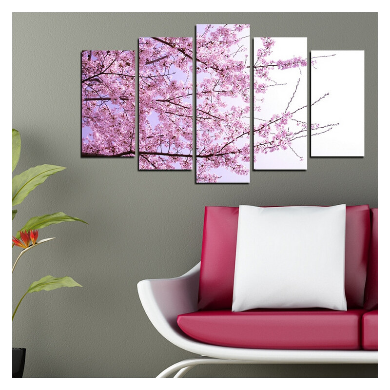 Lesara 5 Panneaux muraux pièces motif cerisier