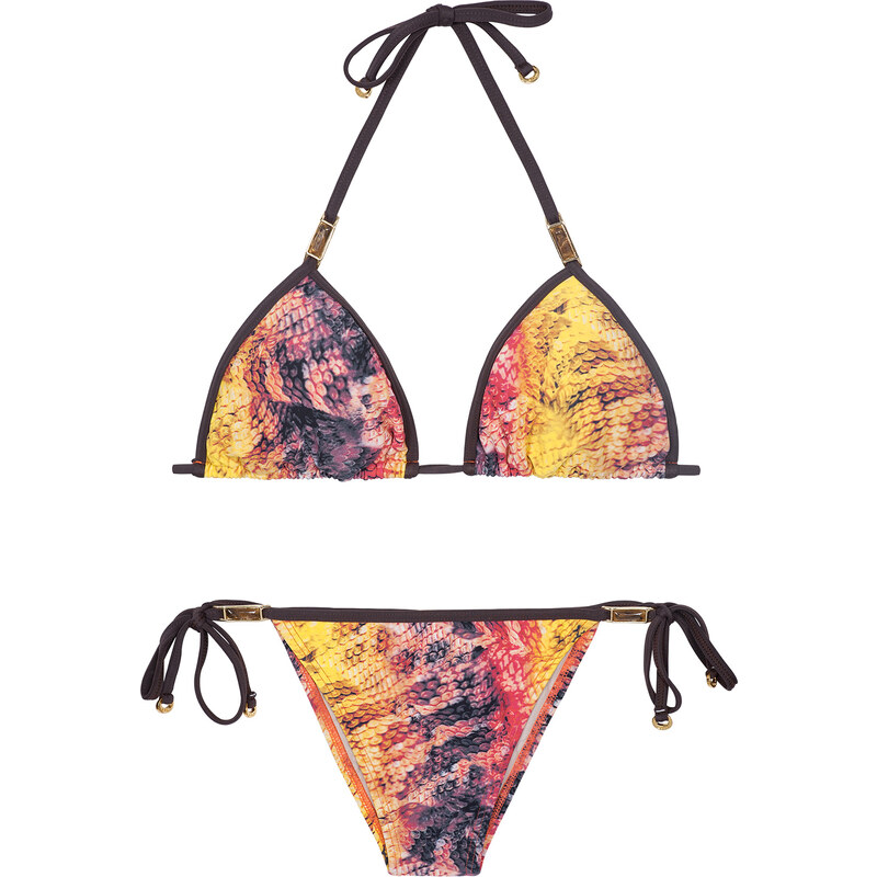 La Playa Bikini Triangle Rose Et Jaune Imprimé Serpent - Cobra Mix Color