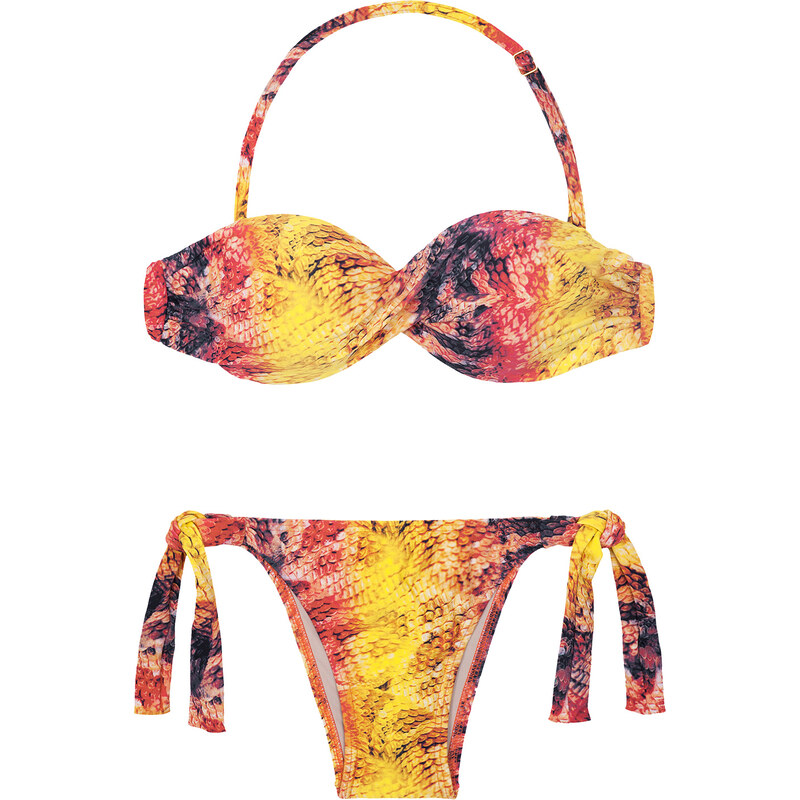 La Playa Bikini Bandeau Serpent Rose Et Jaune - Cobra Color