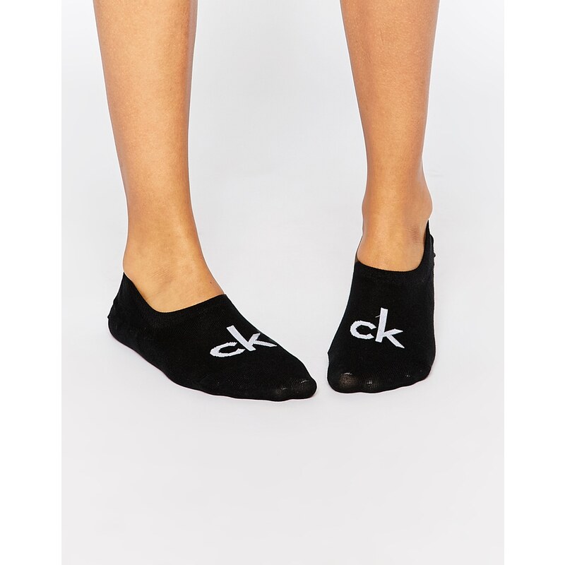 Calvin Klein - Chaussettes invisibles avec logo rétro - Noir