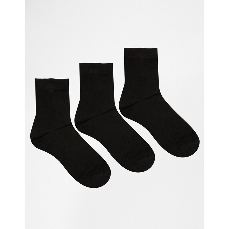 ASOS - Lot de 3 paires de socquettes - Noir - Noir