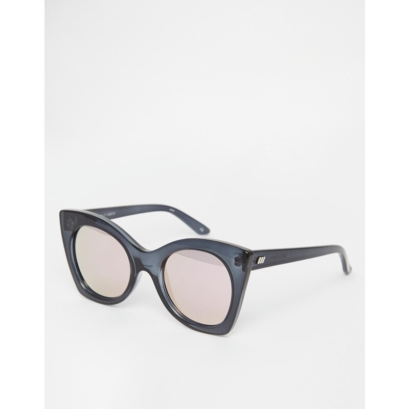 Le Specs - Savanna - Lunettes de soleil oversize avec verres miroir roses - Noir