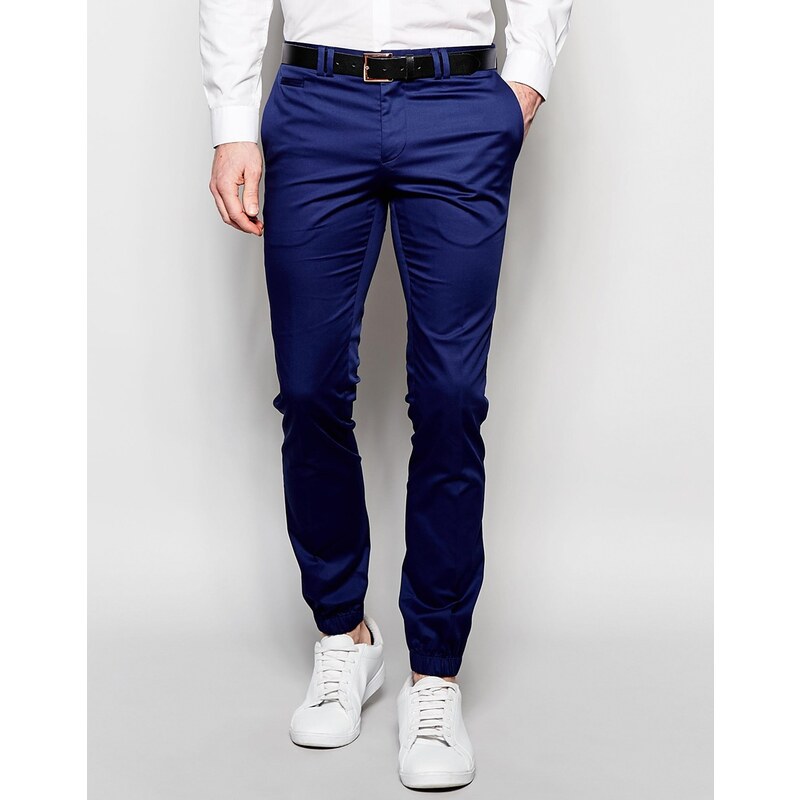 Noak Cotton - Pantalon super skinny à ourlet resserré - Bleu