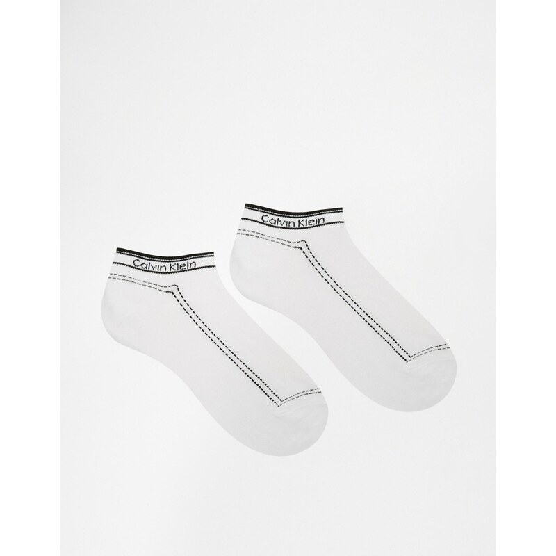 Calvin Klein - Lot de 2 paires de socquettes rétro avec logo - Blanc