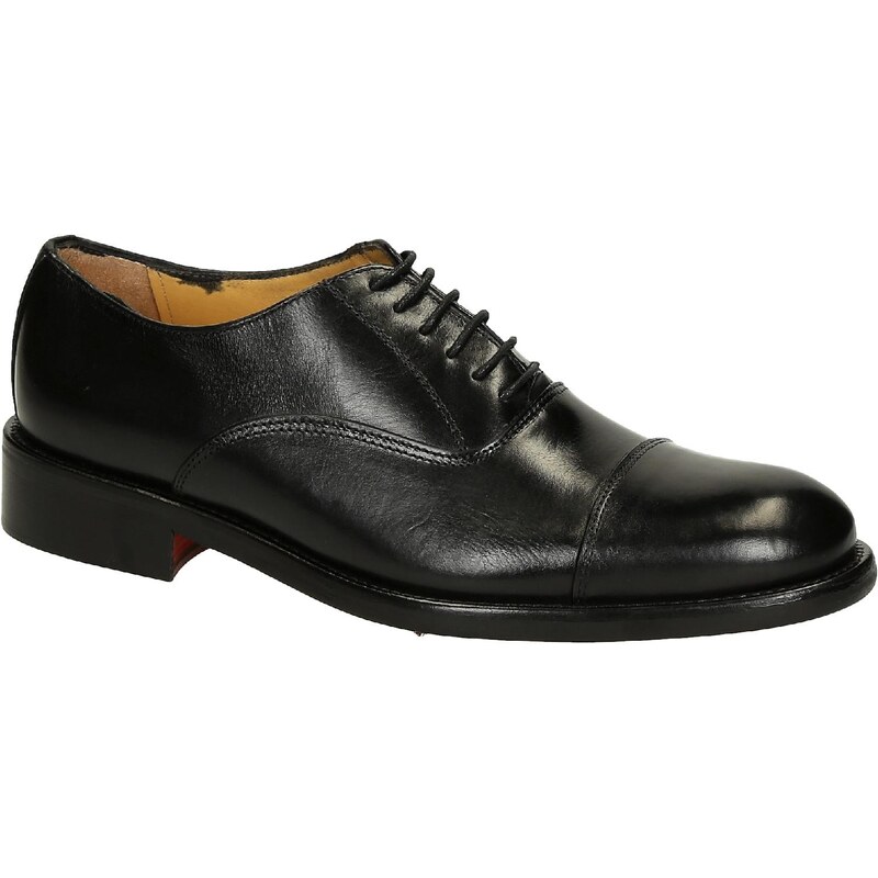 Leonardo Shoes Richelieus bout droit en cuir noir pour homme artisanales