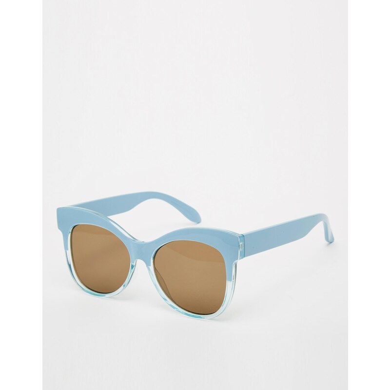 ASOS - Lunettes de soleil yeux de chat style rétro à verres plats - Bleu