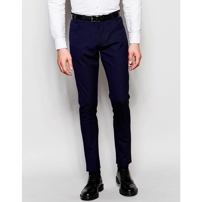 ASOS - Pantalon super skinny avec 5 poches - Bleu marine - Bleu marine