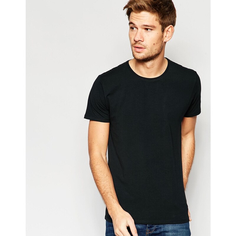 Selected Homme - T-shirt ras du cou en coton pima - Noir
