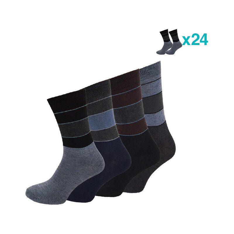 Lesara Lot de 24 paires de chaussettes rayées style business