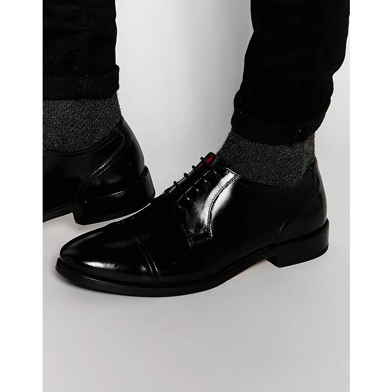 Base London - Oscar Hi - Chaussures derby en cuir brillant - Noir