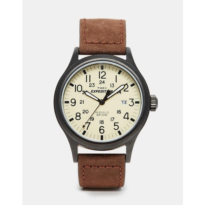 Timex - Originals T49963 - Montre à bracelet en daim - Marron - Marron