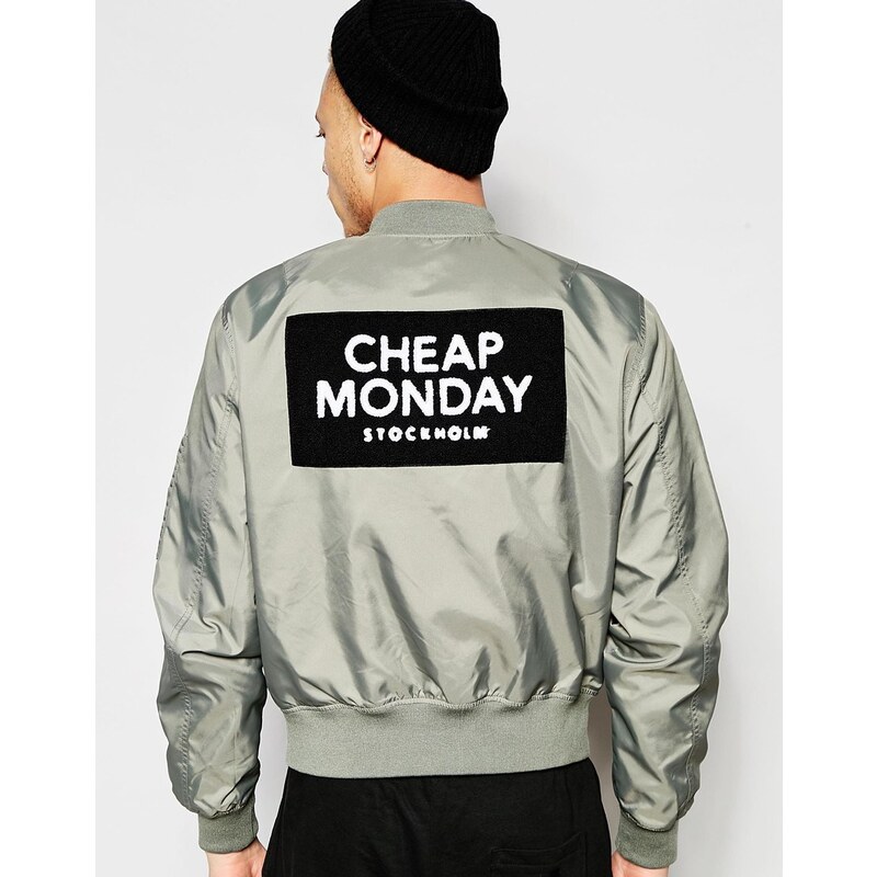 Cheap Monday - Rank - Blouson aviateur en nylon avec écusson logo dans le dos - Vert - Vert