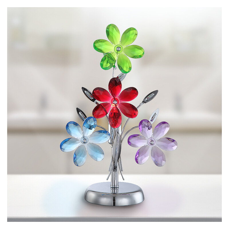 Lesara Lampe de table avec fleurs colorées en acrylique