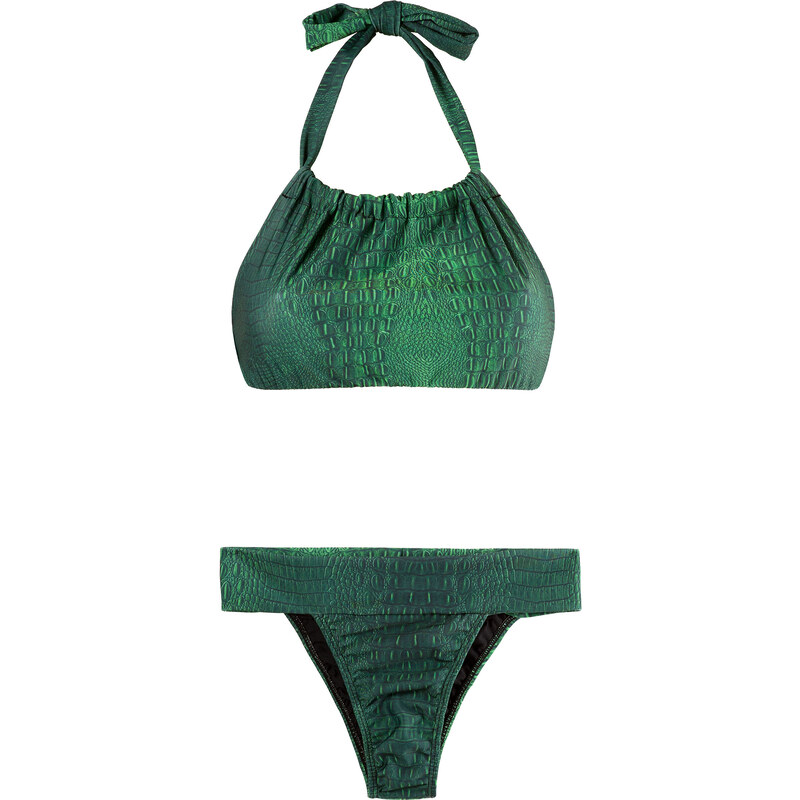Ellis Beach Wear Bikini Crop Top Vert Imprimé Croco - Croco