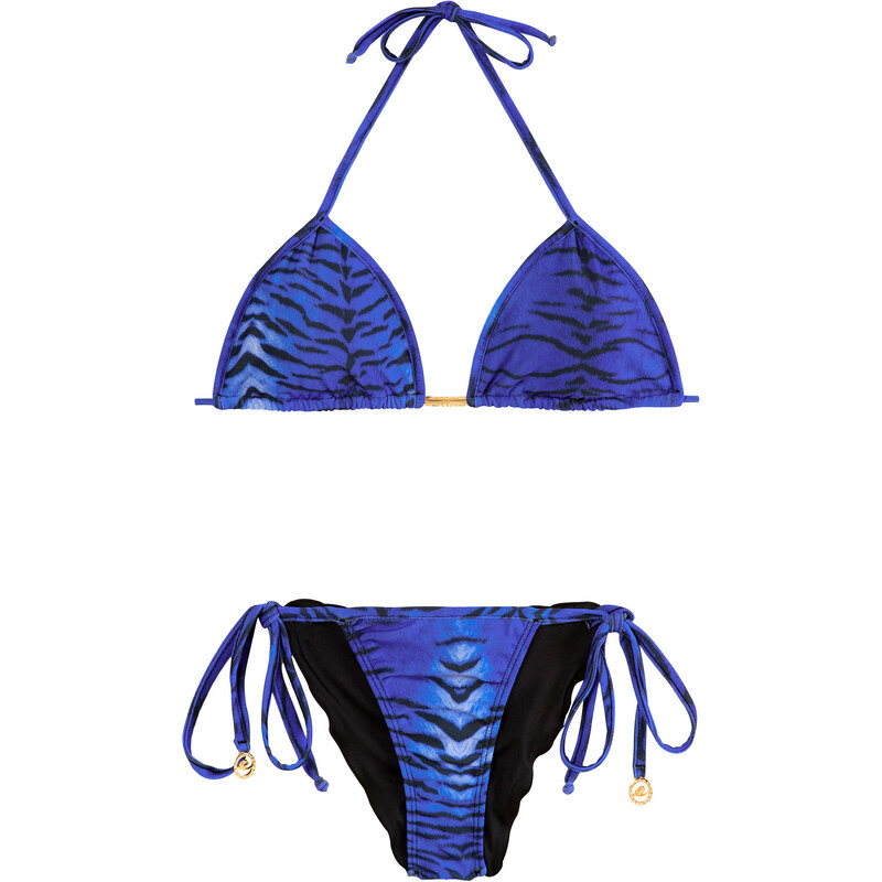 Ellis Beach Wear Bikini Scrunch Bleu Imprimé Tigre - Tigre Luli Azul