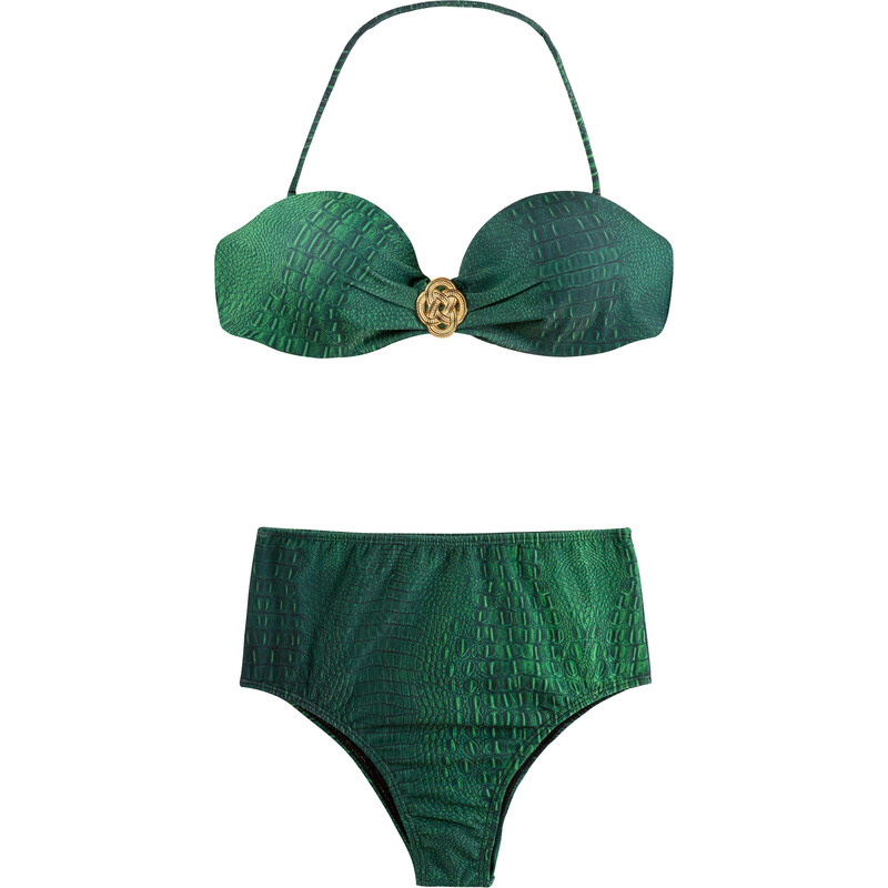Ellis Beach Wear Maillot De Bain Taille Haute Imprimé Croco - Croco Verde