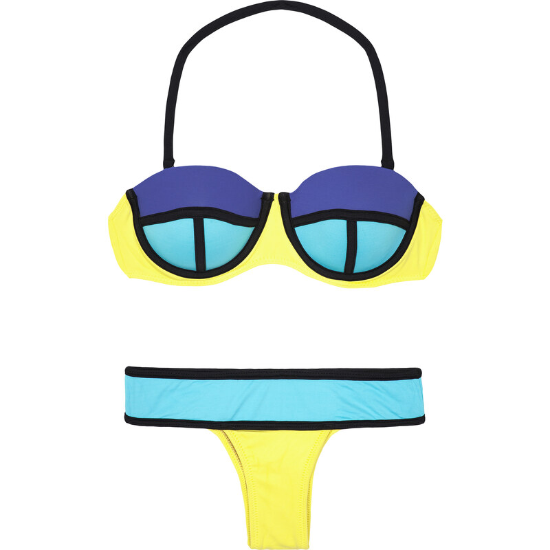 New Beach Bikini Balconnet Armatures Color Block Bleu/jaune - Galoes Sunshine