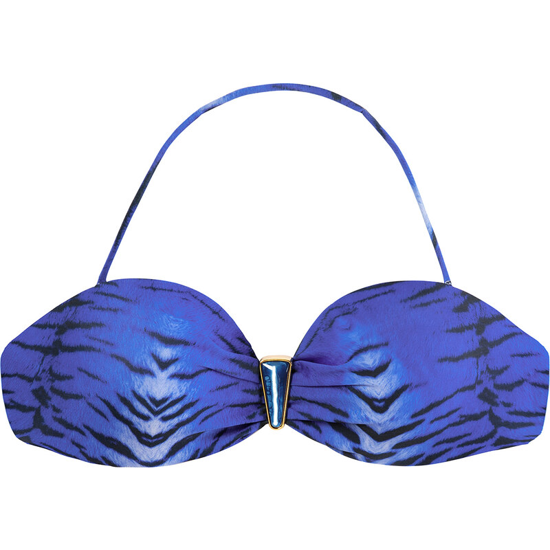 Ellis Beach Wear Bandeau Bleu à Armatures Imprimé Tigre - Soutien Pedra Azul