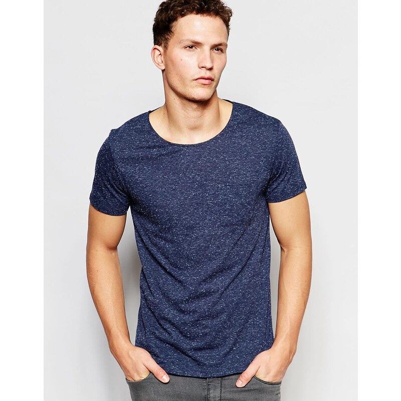 Selected Homme - T-shirt moucheté avec poche - Bleu