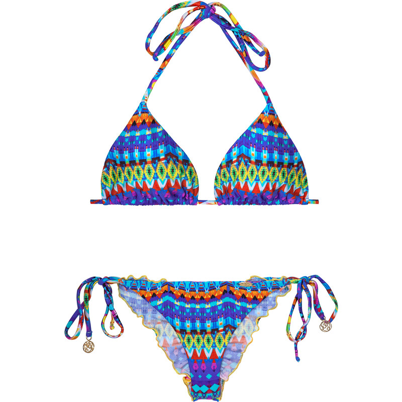 Luli Fama Bikini Triangle Multicolore, Bas Scrunch à Nouer - Tribal Seamless