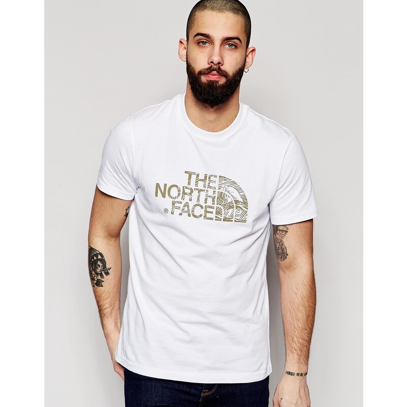 The North Face - T-shirt avec logo style gravures sur bois - Blanc
