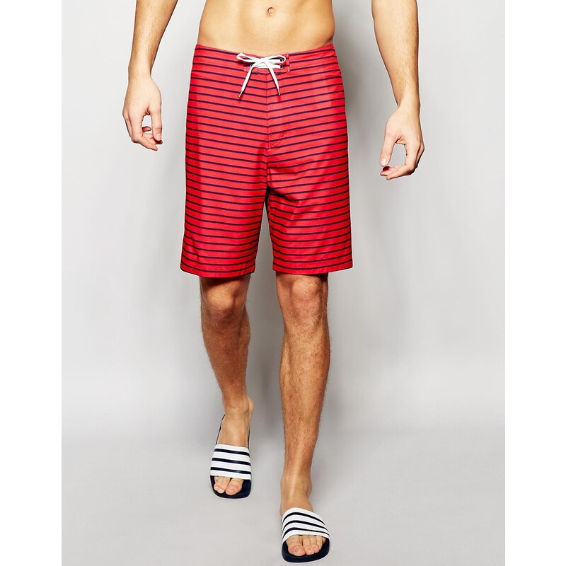 Abercrombie & Fitch - Boardshorts à rayures - Rouge